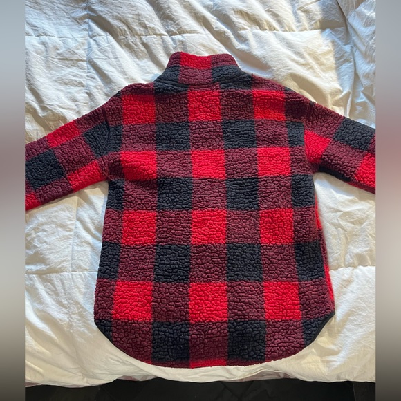 Old Navy- Plaid Quarter Zip Fleece Hoodie - Picture 8 of 9